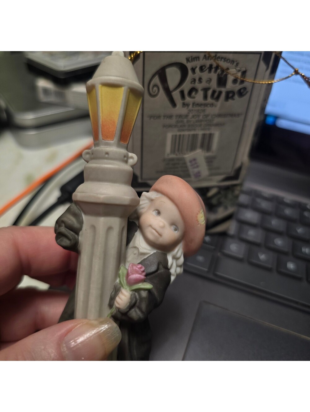 Enesco Pretty as a Picture Girl by Lamppost Christmas Ornament 1996 NIB